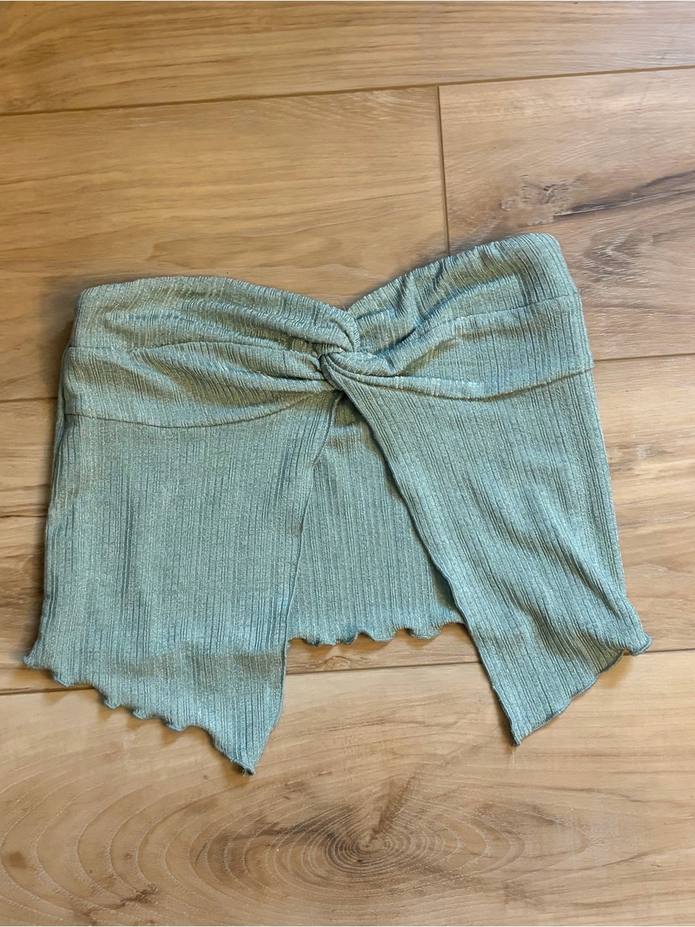 PRINCESS POLY SLight Sage Twist-Front Ribbed Tube Top